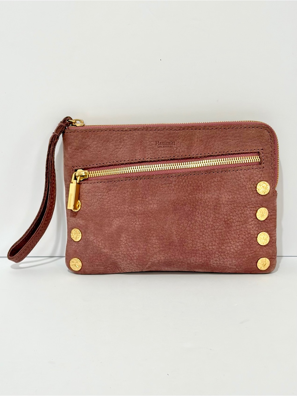 Hammitt Nash Small Wristlet/Crossbody Bag In Dusty Rose Nubuck/HammeredBG Rivets